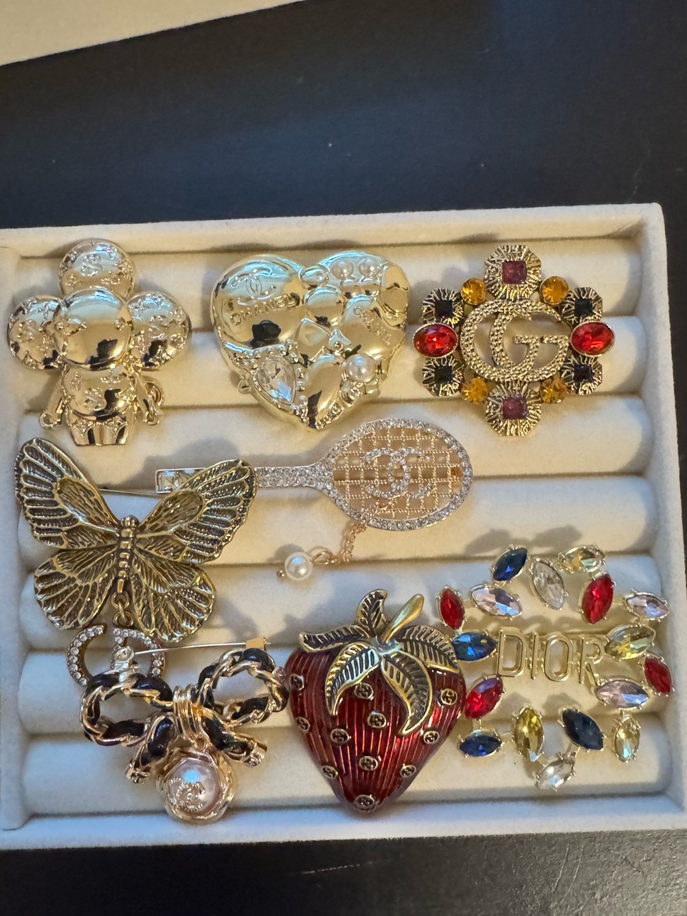 Pick your Gold Tone Multicolor Crystal Brooch